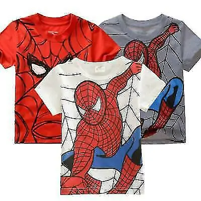 Buy 2-7 Years Kids Boys Spiderman T Shirt Short Sleeve Tee Tops Cartoon Clothes New • 4.19£