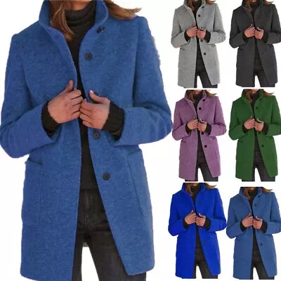 Buy Trendy Women's Woolen Coat With Pockets Fashionable Jacket For Cold Days • 32.22£