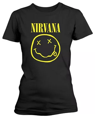 Buy Nirvana Smile Logo Womens Fitted T-Shirt OFFICIAL • 17.99£