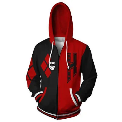 Buy Harley Quinn Suicide Squad Hoodie Pullover Zip Up Jacket Sweatshirt Coat Size • 7£