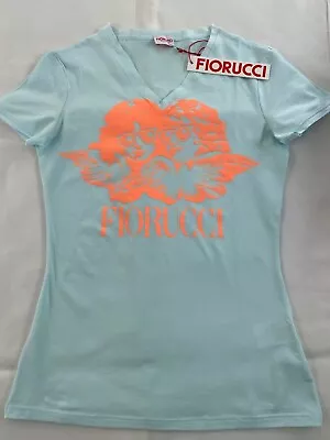 Buy Fiorucci Vintage Angels Womens  Cherubs T-Shirt 6A7759 Lime Green D1_1 • 30£