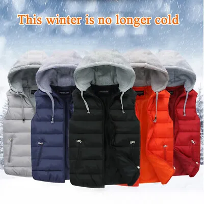 Buy Mens Body Warmer Gilet Hoodie Hooded Contrast Hood Sleeveless Jacket New L-4XL & • 17.04£