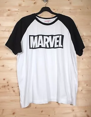 Buy MARVEL Logo Front Print Black & White Jersey Short-sleeve Retro Look T-shirt, L • 3£