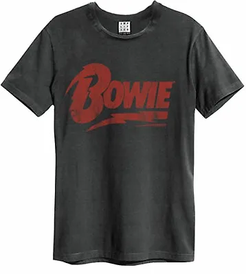 Buy Amplified David Bowie Logo Mens Charcoal T Shirt David Bowie Classic Tee T Shirt • 14.96£