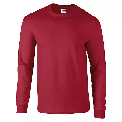 Buy Mens Heavy Long Sleeve T-Shirt Gildan Ultra Cotton Plain Casual Shirt Top Jersey • 9.95£
