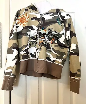 Buy Joy Jeans Embroidered Camouflage Hoodie XL Junior Size Short Jacket With Pockets • 26.84£