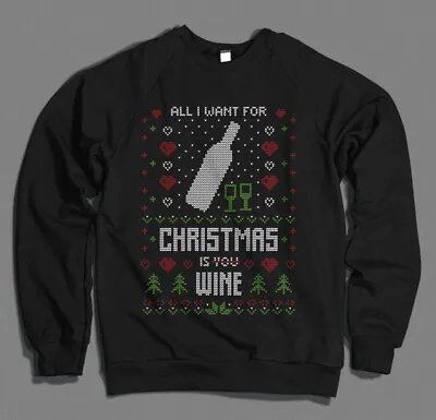 Buy All I Want For Christmas Is Wine Mens Funny Ugly Christmas Sweater Xmas  • 24.99£