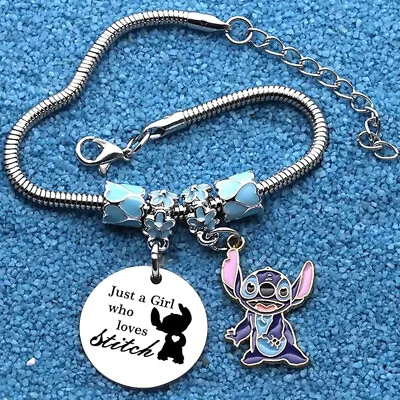 Buy Lilo And Stitch Charm Bracelet Cute Cartoon Womens Kids Childrens Girls Jewelry • 7.99£