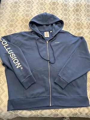 Buy Great Collusion Oversized Full Zip Hoodie Blue Size L • 20£