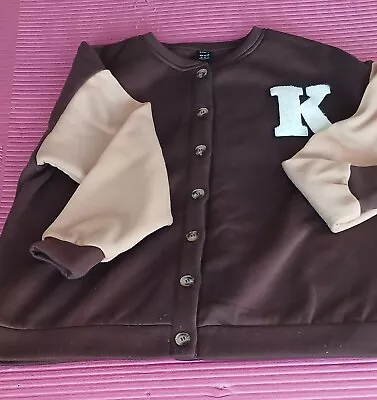 Buy Bomber Varsity Jacket Shein Size XS Teen/XS Women Brown, Caramel &White With K.  • 3£