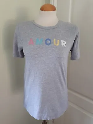 Buy Ladies T-shirt From M&S Grey With Amour Print, UK 8, 100% Cotton • 2.25£
