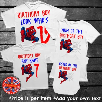 Buy Spiderman Birthday Personalised T-shirt Gift Mens Ladies Kids Family Up To 5XL • 9.99£