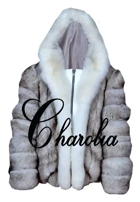 Buy Women's 100% Real NORWEGIAN Blue Fox Fur Hoodie Jacket Coat All Sizes • 1,183.64£