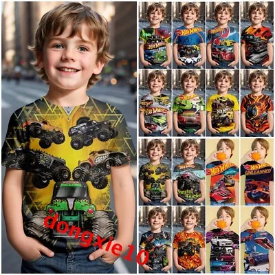 Buy Boys Monster Jam Trucks 3D T-shirt Short Sleeve Casual Summer Tee Tops Pullover • 6.99£