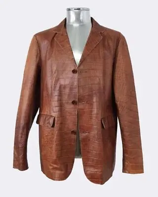 Buy Garrett Crocodile Embossed Brown Leather Blazer Jacket Large EU52 RRP £995 Brown • 345£
