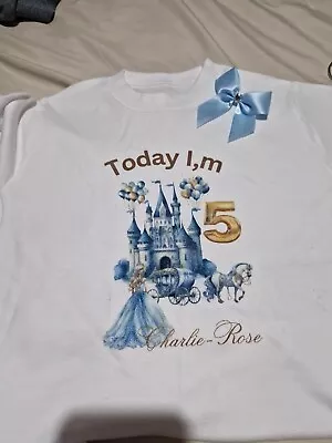 Buy Personalised Princess Girl Birthday  T Shirt Top Any Age Number Children's Gift • 9.99£