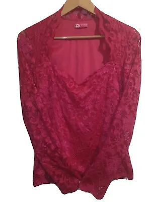 Buy Ladies Pink Long Sleeve Net T-Shirt/Top Double Layered Size 12  • 8.99£