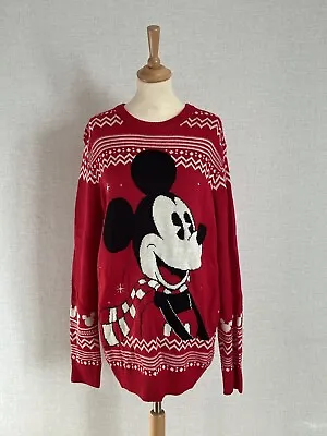 Buy Next Christmas Jumper Size Large Mens Disney Mickey Mouse Red Long Sleeve New • 29.99£