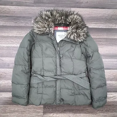 Buy Abercrombie & Fitch Jacket Womens Medium Down Fill Quilted Puffer Hooded Green • 46.34£