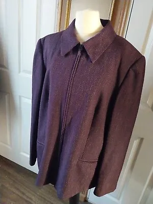 Buy Ladies Style EWM Purple Jacket Blazer Zip-Up Coat Size 20 Zip • 4£