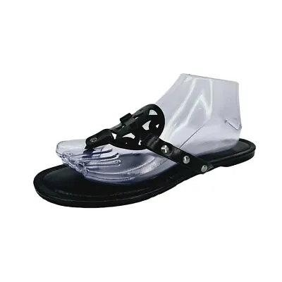 Buy Pierre Dumas Limit Flat Slip On Thong Flip Flops Sandals 10 M Black Faux Leather • 22.57£