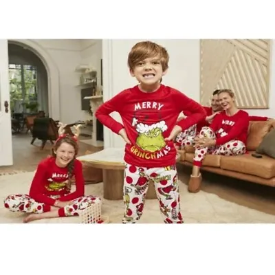 Buy The Grinch Dr Seuss Matching Family Pajamas Kids Size 6 Youth Christmas PJ Set • 18.97£