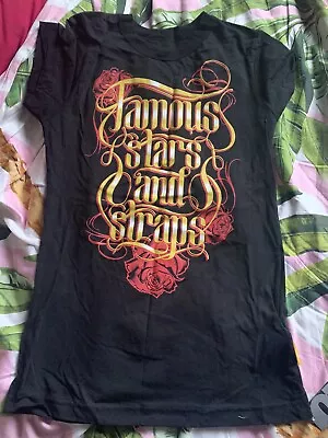 Buy Famous Stars & Straps Ladies Gold Script T-Shirt Blink 182 • 4.99£