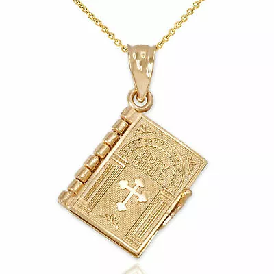 Buy Vintage Gold Cross Bible Book Prayer Pendant Necklace Unique Jewelry Men Women • 5.90£