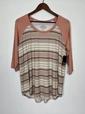 Buy New TORRID Shirt 0 Women’s Large (12) Super Soft Knits Raglan Striped Coral Pink • 18.34£