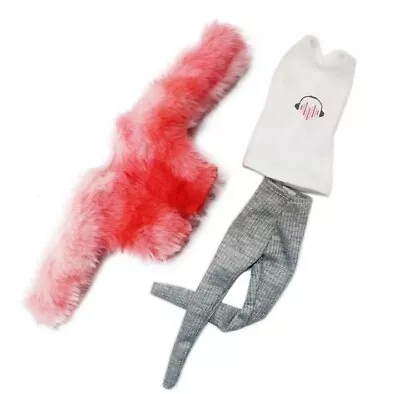 Buy Barbie Fluffy Jacket T-shirt Party Festival Clothing Clothes Doll Outfit Sindy • 8.95£