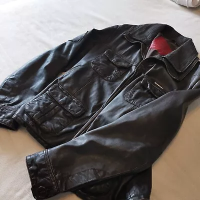 Buy Men’s Superdry Brown Leather Brad Jacket - Like Worn By David Beckham  Excellent • 14.99£