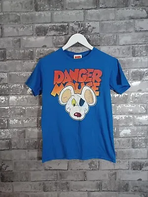 Buy Danger Mouse T Shirt Small Blue Big Graphic Print Logo Short Sleeve Cotton • 12.99£