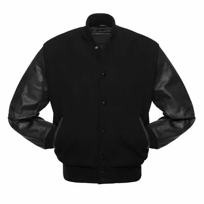 Buy Men's Letterman Varsity Bomber 100% Real Leather Jacket Free Shipping • 69£