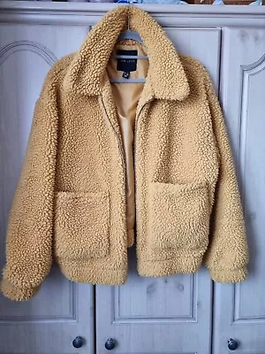 Buy New Look Ladies Beige Teddy Bomber Jacket. Size 10, Very Good Condition • 4.99£