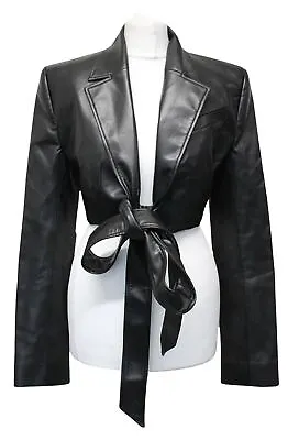 Buy ALEKSANDRE AKHALKATSISHVILI Ladies Black Vegan Leather Cropped Jacket XS NEW • 65£