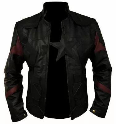 Buy Men's Captain America Avengers Infinity War Chris Evans Black Leather Jacket • 70.87£