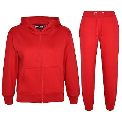 Buy Kids Plain Tracksuit Hoodie With Joggers Jogging Sweatpants Girls Boys Age 2-13 • 14.99£