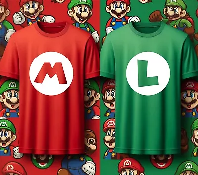Buy Super Mario T-Shirt, Luigi Tshirt, Mario Bros Logo T Shirt, Super Mario Game Tee • 9.99£