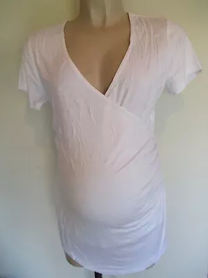 Buy Seraphine Maternity & Nursing White Mock Wrap T-shirt Top Size M Uk 12-14 Bnwt • 16£
