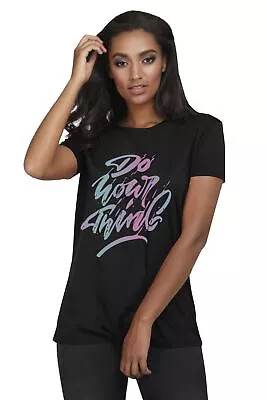 Buy Womens Ladies Heart Outline Print Round Neck Baggy Jersey Short Sleeve T Shirts • 1.49£