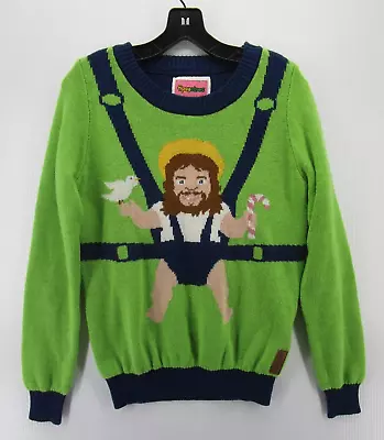 Buy Tipsy Elves Sweater Men Medium Green Baby Jesus Ugly Christmas Holiday Pullover • 63.97£