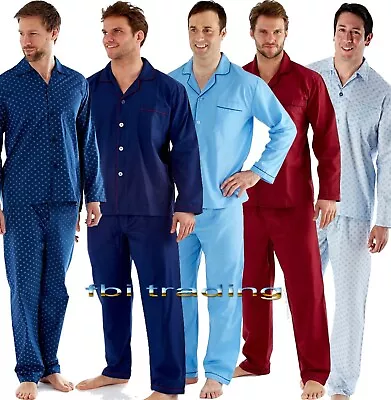 Buy Mens Plain Poly Cotton Pyjama PYJAMAS Traditional  Plain  And Patterned • 16.75£