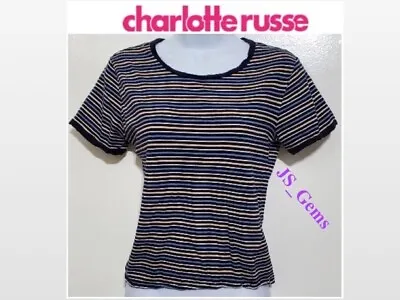 Buy Charlotte Russe Medium Striped Blue T-Shirt Top In Good Condition • 9.72£