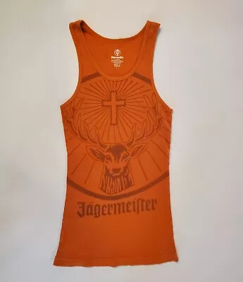 Buy Jagermeister Womens Orange Ribbed Glitter Tank Top Size L 100% Cotton  • 14.17£