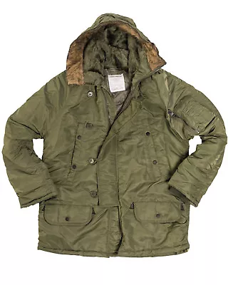 Buy N3B Parka Olive US Military Style Long Hooded Cold Weather Polar Jacket  Coat • 62.99£