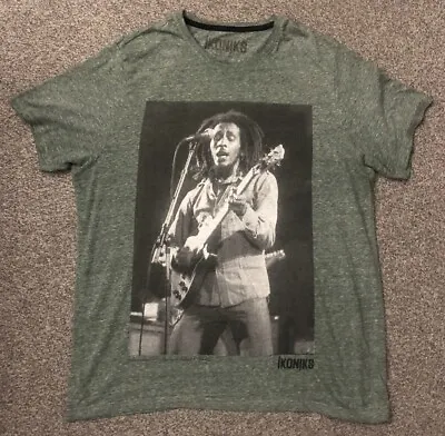 Buy IKONIKS Bob Marley Print Green T Shirt Men UK Size XL • 16£