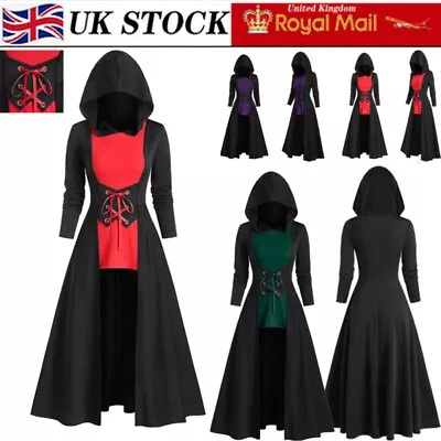 Buy Womens Gothic Punk Hooded Steampunk Cloak Cape Coat Witch Party Fancy Dress UK • 19.99£