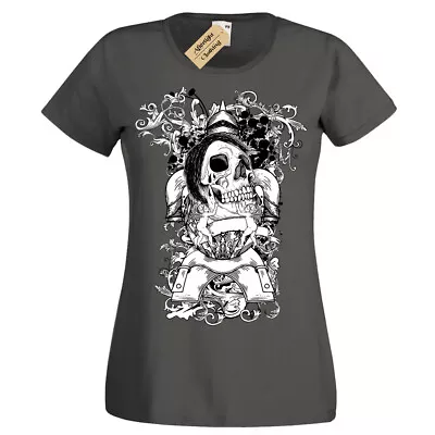Buy Skull Gothic Emo T-Shirt Womens Ladies • 11.95£