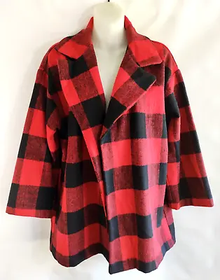 Buy Favlux Red & Black Checked Buffalo Plaid Open Front Jacket Coat~Small~MUST SEE • 12.99£