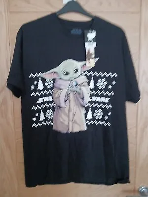 Buy Star Wars Mandalorian Mens Black Christmas T-shirt Xl Grogu Baby Yoda New • 9.75£